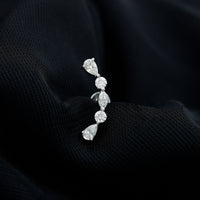 Simple Diamond Curved Crawler Earring for Helix Piercing