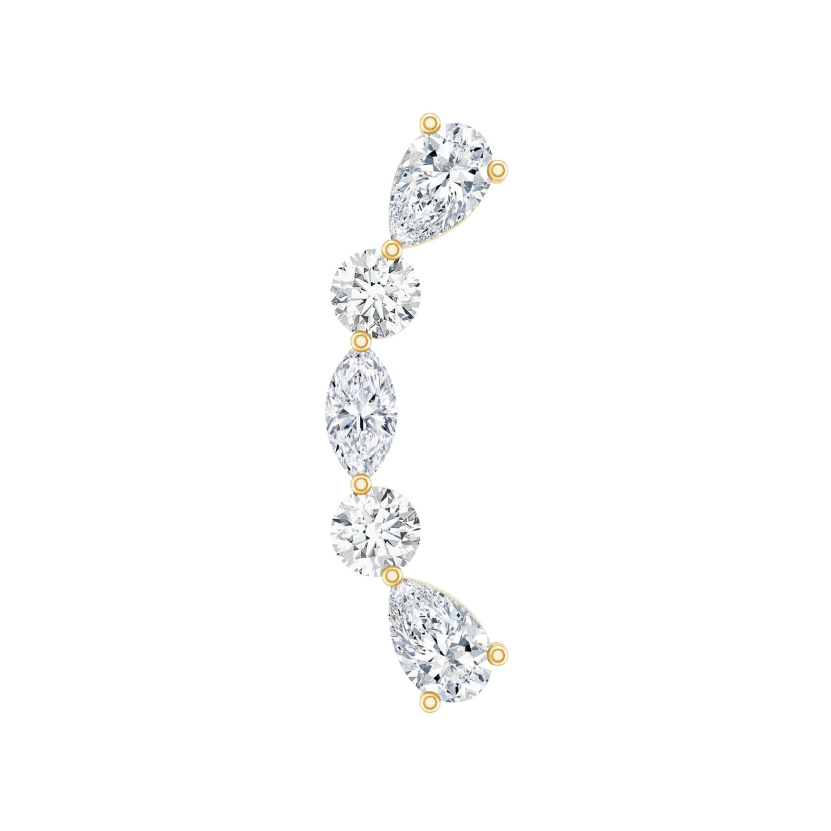 Simple Diamond Curved Crawler Earring for Helix Piercing