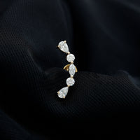 Simple Diamond Curved Crawler Earring for Helix Piercing