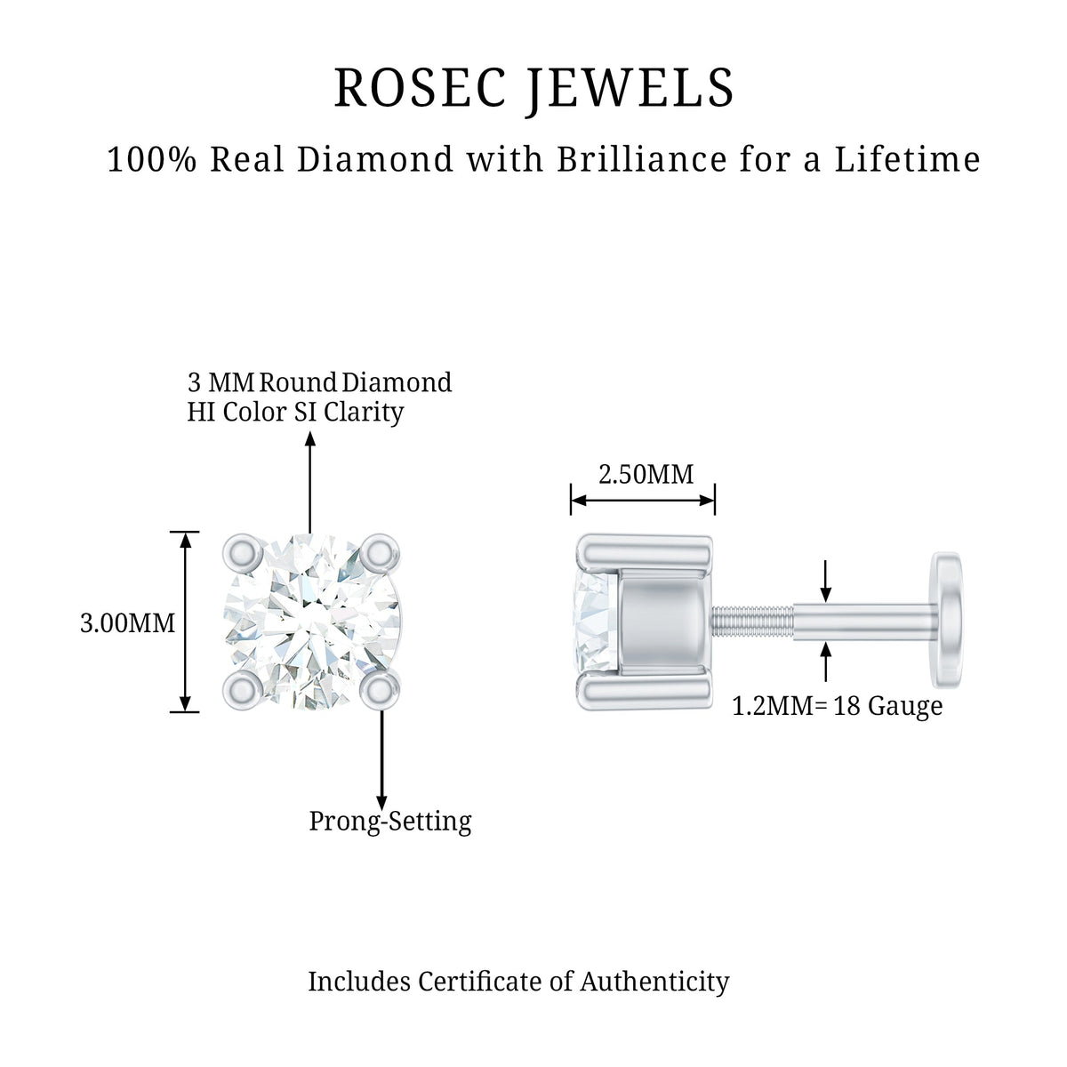 Minimalist Diamond Solitaire Tragus Earring