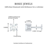Minimalist Diamond Solitaire Tragus Earring