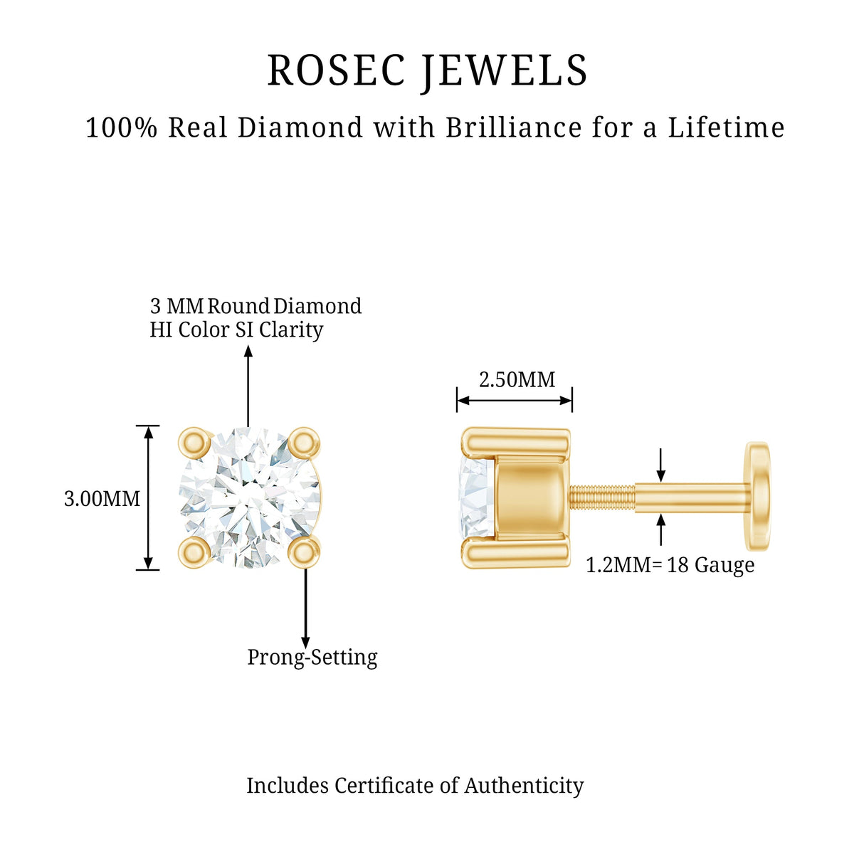 Minimalist Diamond Solitaire Tragus Earring