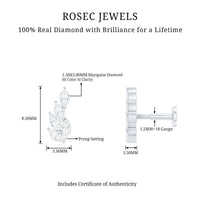 Marquise Diamond Leaf Cluster Earring for Helix Piercing