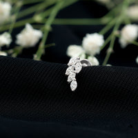 Marquise Diamond Leaf Cluster Earring for Helix Piercing