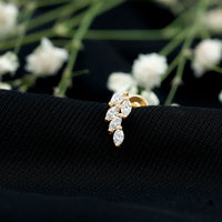 Marquise Diamond Leaf Cluster Earring for Helix Piercing