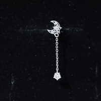 Diamond Moon Chain Earring for Helix Piercing