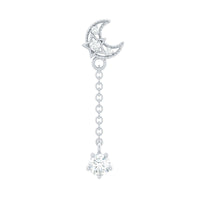 Diamond Moon Chain Earring for Helix Piercing