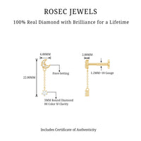 Diamond Moon Chain Earring for Helix Piercing