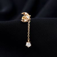 Diamond Moon Chain Earring for Helix Piercing