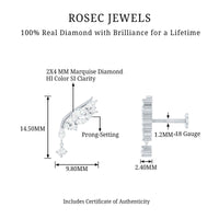 Brilliant Cut Diamond Wing Helix Drop Earring with Flat Back