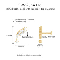 Brilliant Cut Diamond Wing Helix Drop Earring with Flat Back