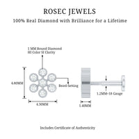 Round Diamond Flower Earring in Beaded Bezel Setting