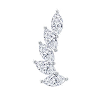 Marquise diamond crawler earring for helix piercing in body jewelry, with sparkling diamond accents from Rosec Jewels.