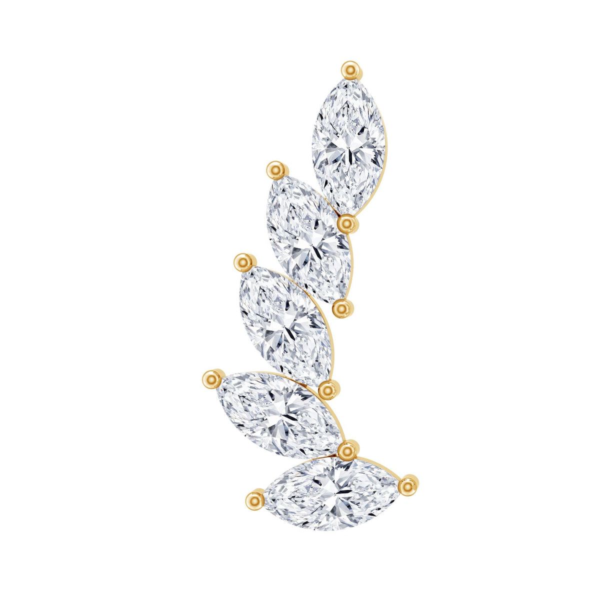 Marquise diamond crawler earring for helix piercing, Rosec Jewels body jewelry with sparkling diamond design.