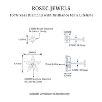 Marquise Diamond Flower Cartilage Earring Set