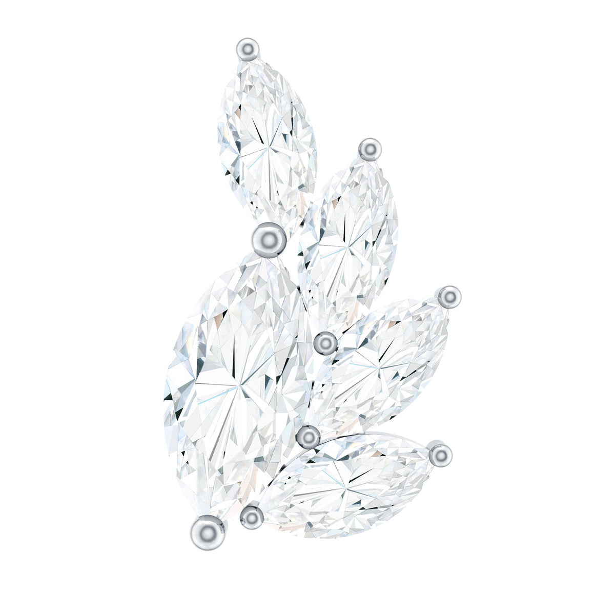 Marquise Diamond Cluster Helix Earring with Flat Back