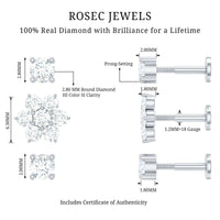 Certified Diamond Flower Helix Earring Set of 3