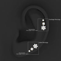 Certified Diamond Flower Helix Earring Set of 3