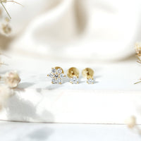 Certified Diamond Flower Helix Earring Set of 3