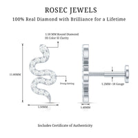 Certified Diamond Snake Earring for Cartilage Piercing