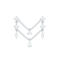 Real Diamond Double Chain Earring for Cartilage Piercing