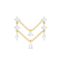 Real Diamond Double Chain Earring for Cartilage Piercing