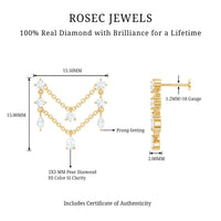 Real Diamond Double Chain Earring for Cartilage Piercing