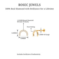 Certified Diamond Half Circle Earring for Piercing