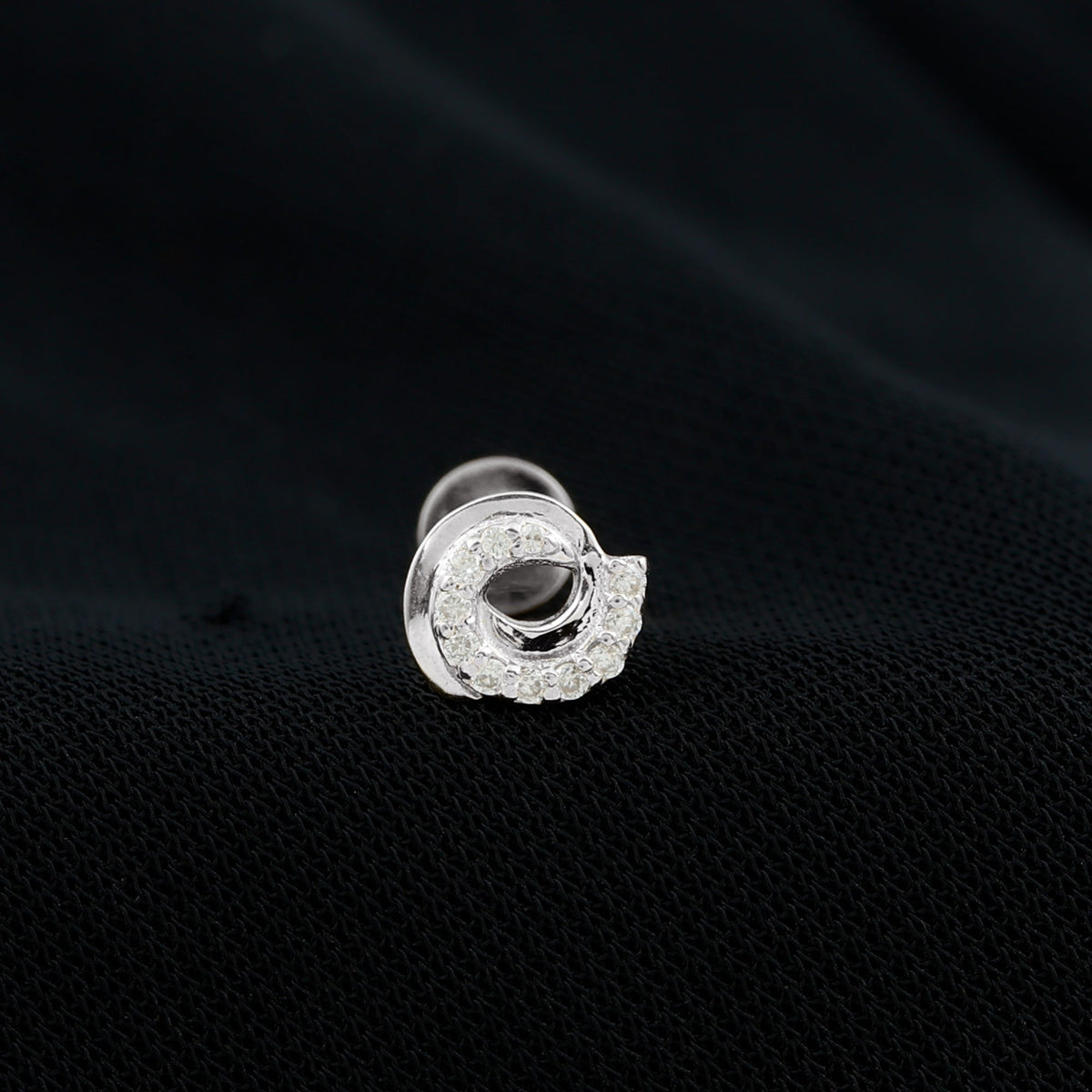 Certified Diamond Spiral Earring for Cartilage Piercing