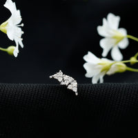 Natural Round Diamond Cluster Curved Helix Earring