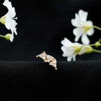 Natural Round Diamond Cluster Curved Helix Earring