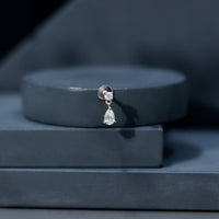 Pear and Round Cut Diamond Stud Drop Helix Earring