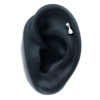 Pear and Round Cut Diamond Stud Drop Helix Earring