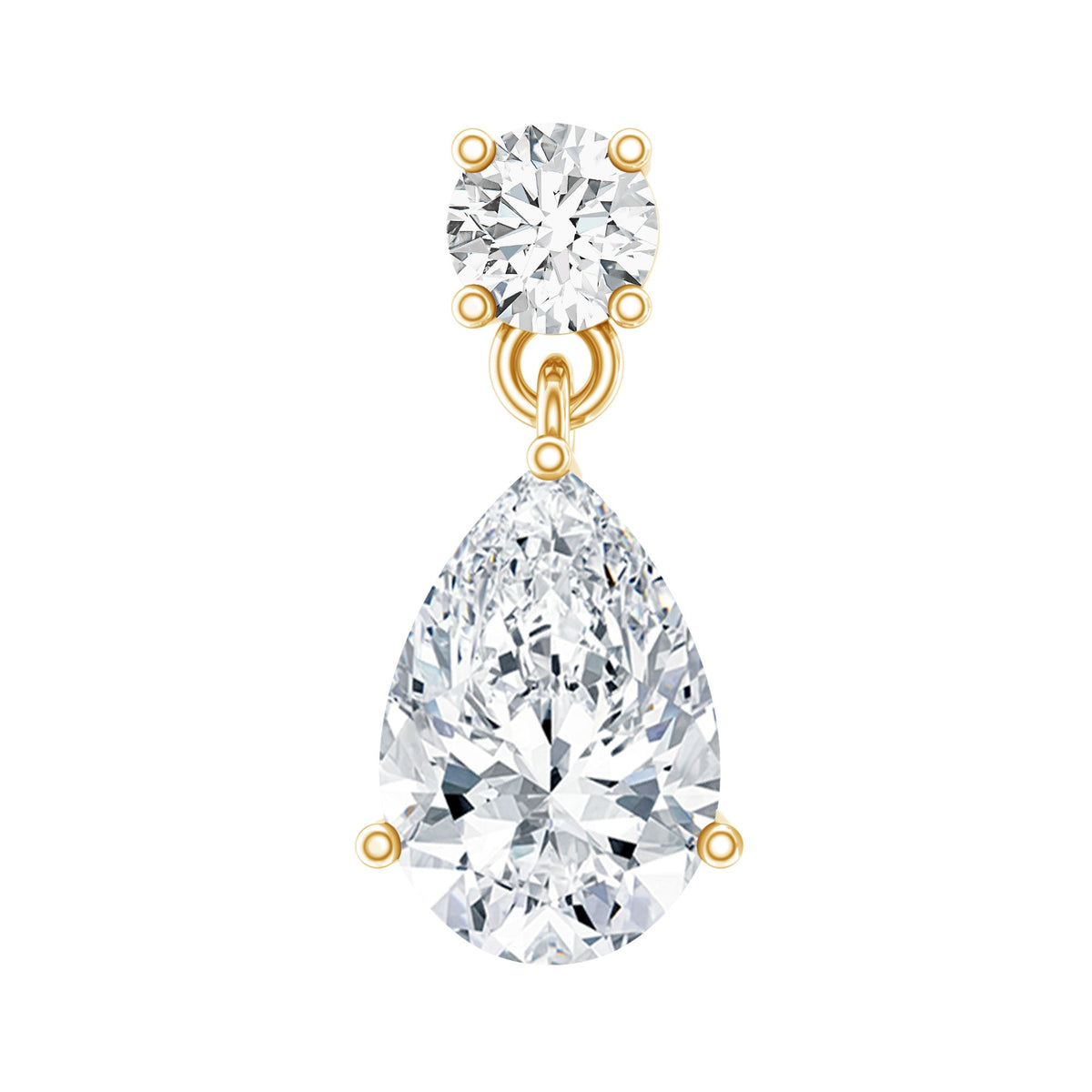 Pear and Round Cut Diamond Stud Drop Helix Earring