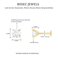 Minimalist Peg Head Set Diamond Nose Pin Stud