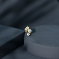 Bezel Set Diamond Three Stone Earring for Helix Piercing