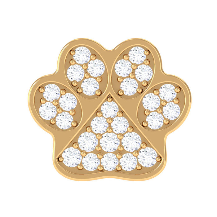Certified diamond paw cartilage earring by Rosec Jewels, body jewelry with a sparkling diamond paw design for cartilage piercings.