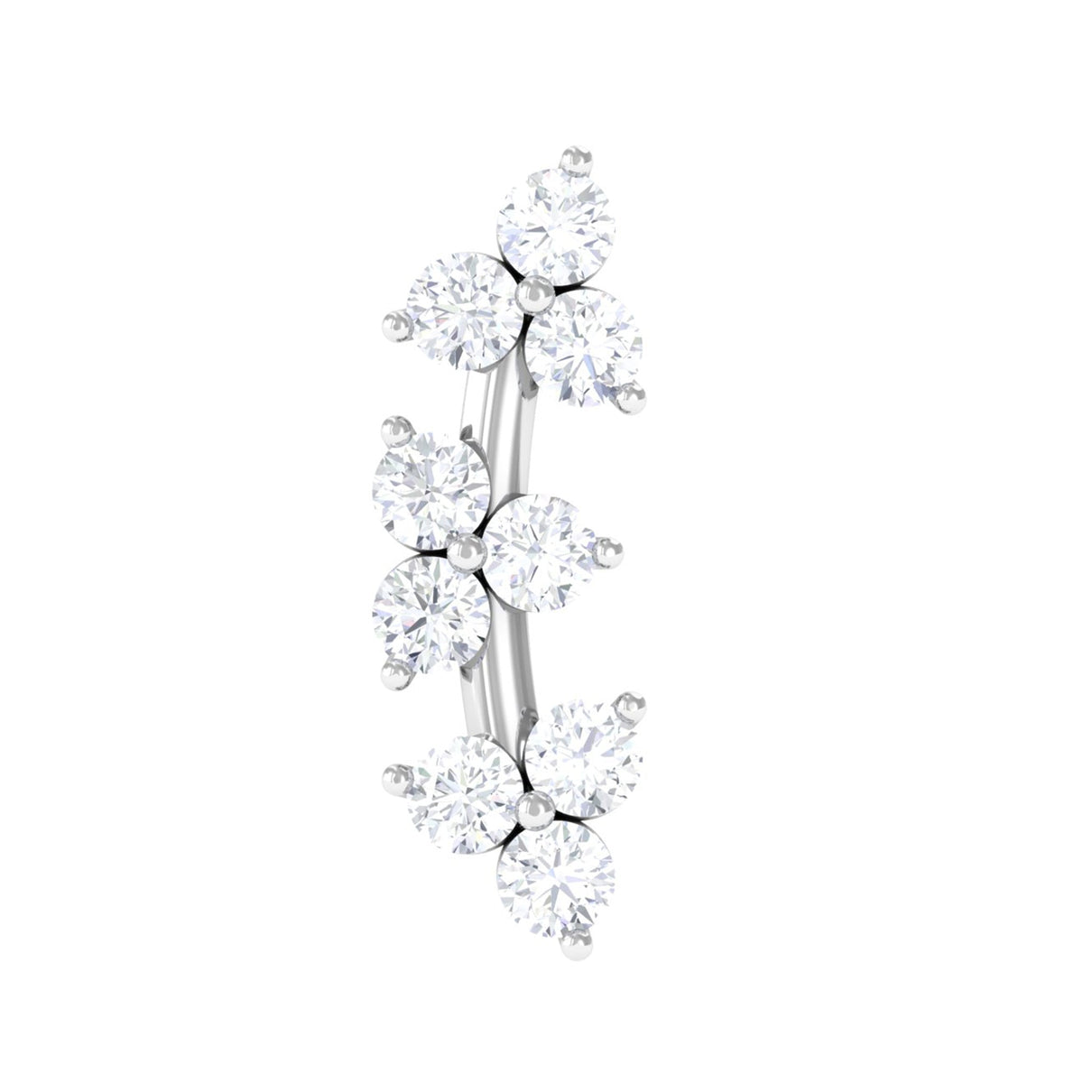 Simple Diamond Curved Helix Earring with Flat Back