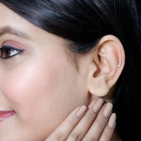Simple Diamond Curved Helix Earring with Flat Back