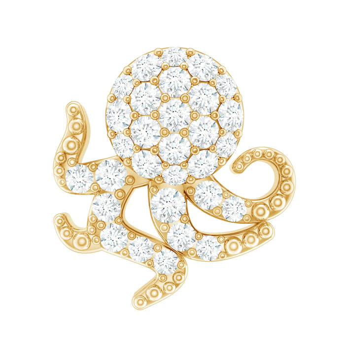 Diamond octopus body jewelry earring with flat back from Rosec Jewels, featuring intricate octopus design in sparkling diamonds.