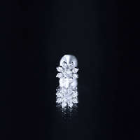 Sparkling Diamond Flower Cartilage Earring with Flat Back