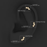 Three Diamond Curved Helix Earring in Bezel Setting