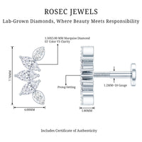 Marquise Diamond Leaf Crawler Earring for Helix Piercing