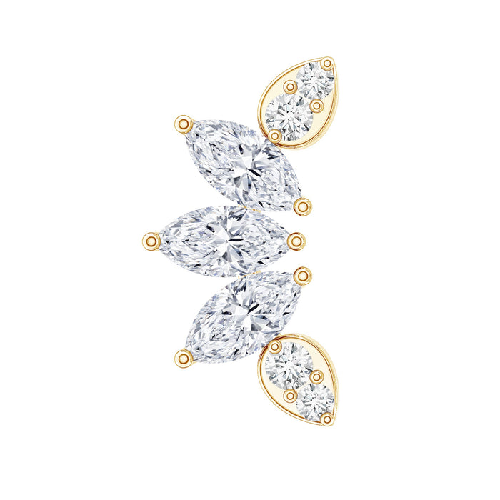 Marquise Diamond Leaf Crawler Earring for Helix Piercing