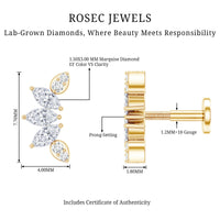 Marquise Diamond Leaf Crawler Earring for Helix Piercing
