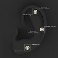 Simple Octagon Shape Diamond Helix Earring