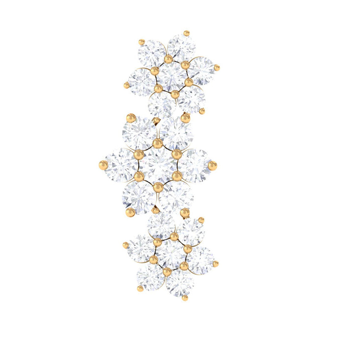 Rosec Jewels certified diamond flower cartilage earring, body jewelry with a floral design and sparkling diamonds in a close-up view.