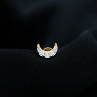 Round Cut Diamond Crescent Moon Cartilage Earring