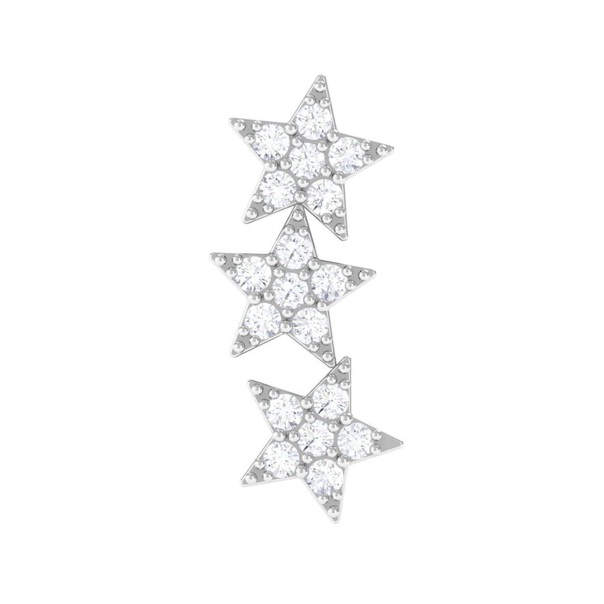 Diamond 3 Star Crawler Earring for Cartilage Piercing