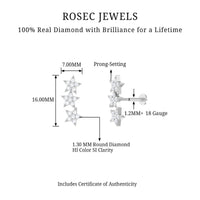 Diamond 3 Star Crawler Earring for Cartilage Piercing